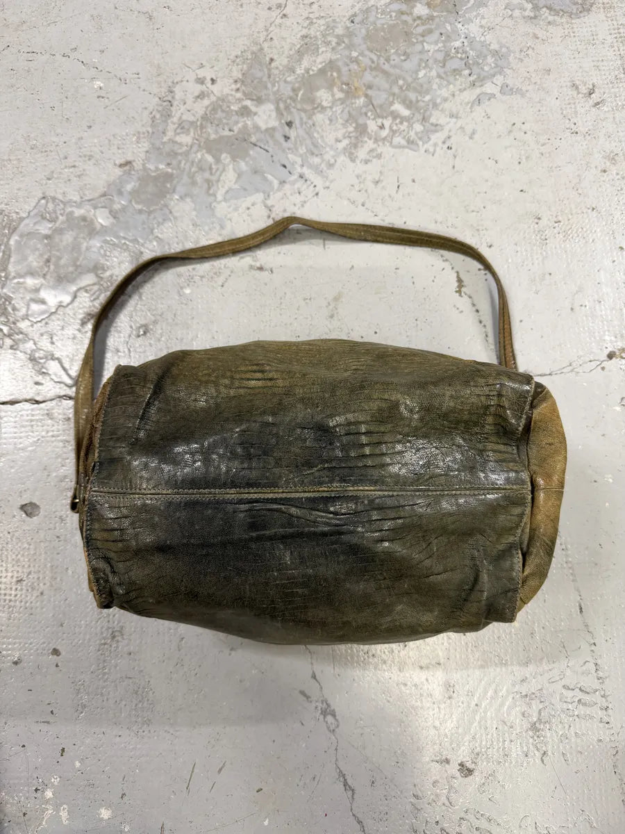 2000s Giorgio Brato Green Eroded Leather Shoulder Bag vWOgkxH 6