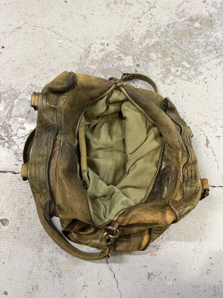 2000s Giorgio Brato Green Eroded Leather Shoulder Bag vWOgkxH 9