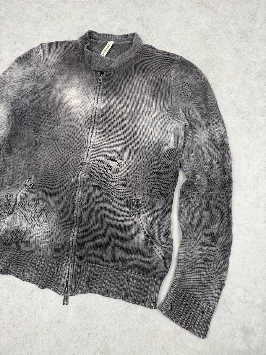 2000s Giorgio Brato Grey Faded Linen Distressed Knitted Zip-up Sweater WppLNhi 11