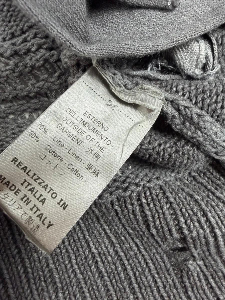 2000s Giorgio Brato Grey Faded Linen Distressed Knitted Zip-up Sweater WppLNhi 6