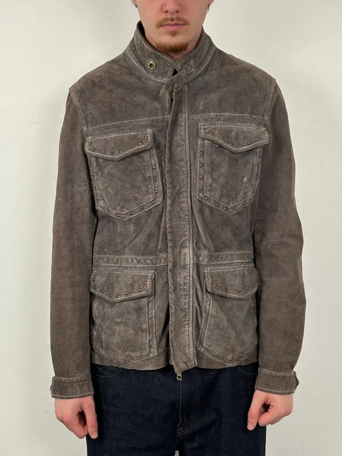 2000s Giorgio Brato Grey Suede Multi-Pocket Leather Jacket dwpbArW 1