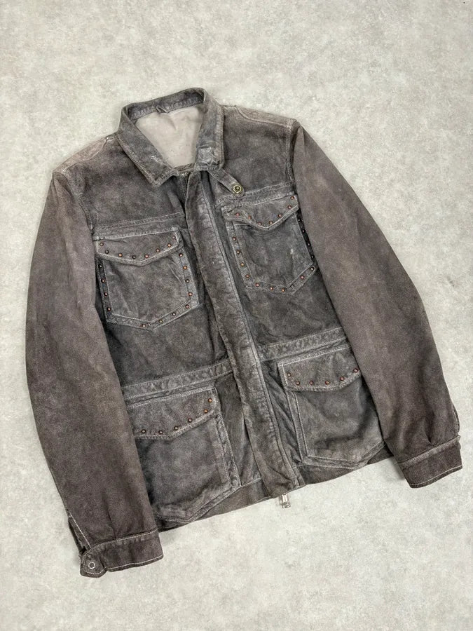 2000s Giorgio Brato Grey Suede Multi-Pocket Leather Jacket dwpbArW 3