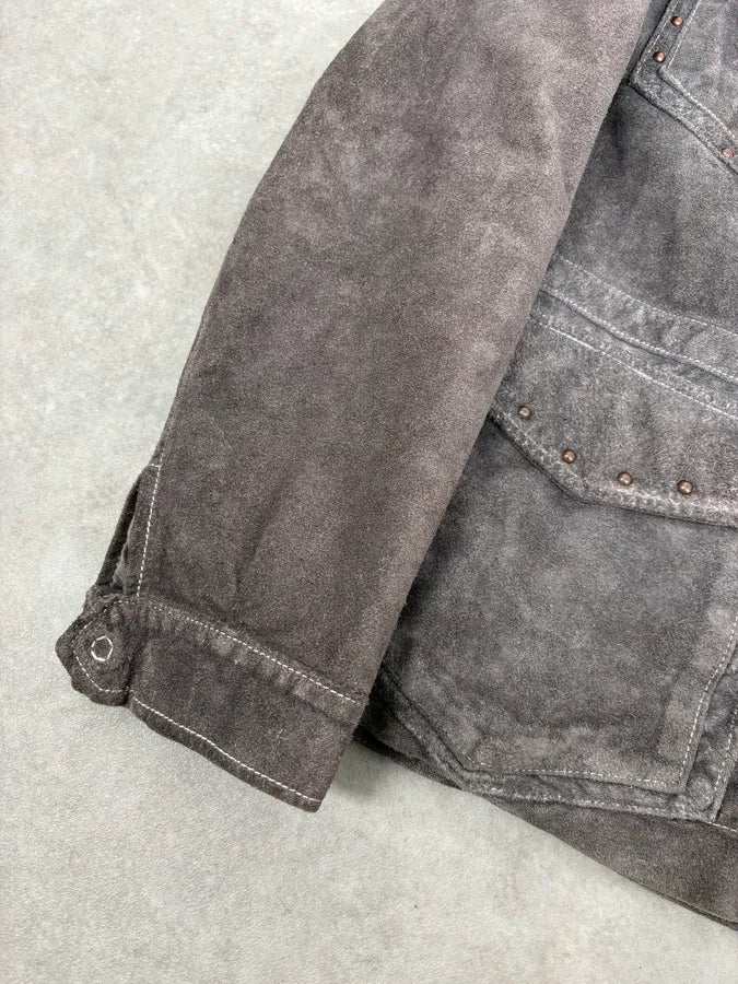 2000s Giorgio Brato Grey Suede Multi-Pocket Leather Jacket dwpbArW 8