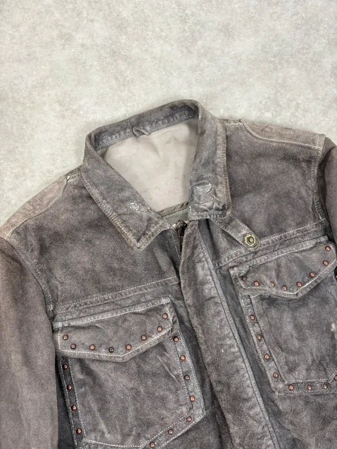 2000s Giorgio Brato Grey Suede Multi-Pocket Leather Jacket dwpbArW 4
