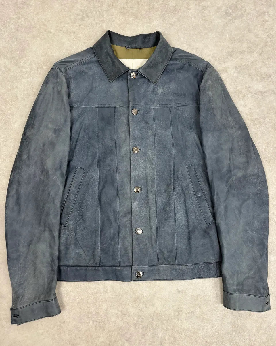 2010s Giorgio Brato Blue Eroded Leather Jacket YZRCJHF 0