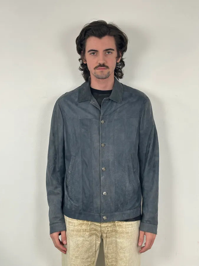 2010s Giorgio Brato Blue Eroded Leather Jacket YZRCJHF 1