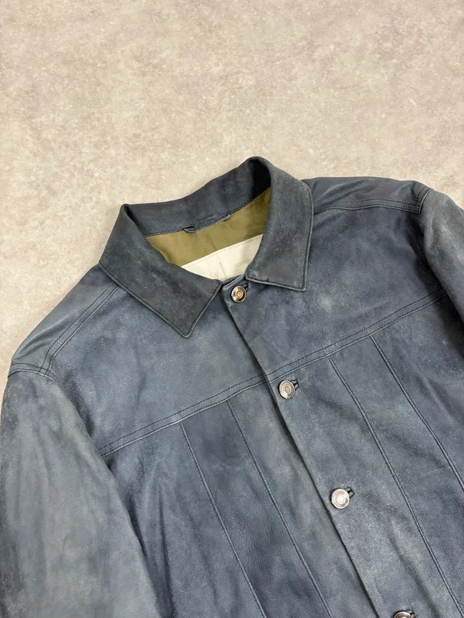 2010s Giorgio Brato Blue Eroded Leather Jacket YZRCJHF 4