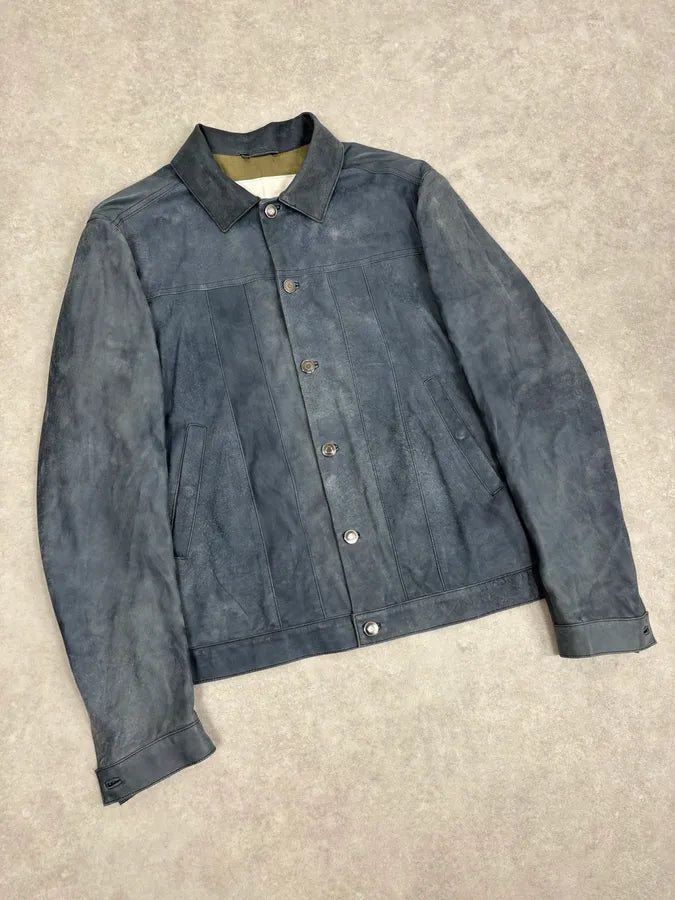 2010s Giorgio Brato Blue Eroded Leather Jacket YZRCJHF 3