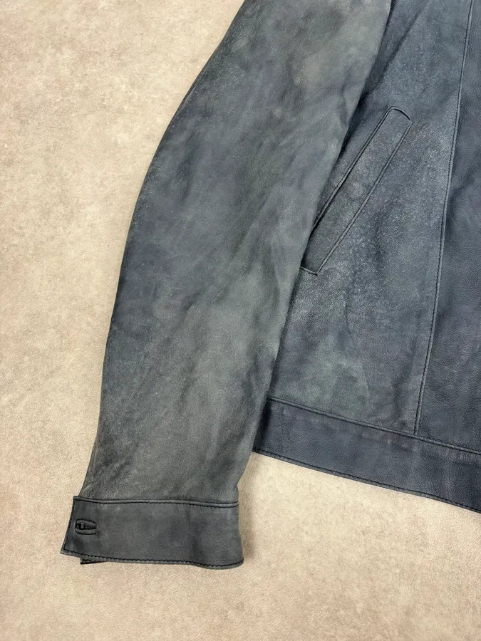 2010s Giorgio Brato Blue Eroded Leather Jacket YZRCJHF 7