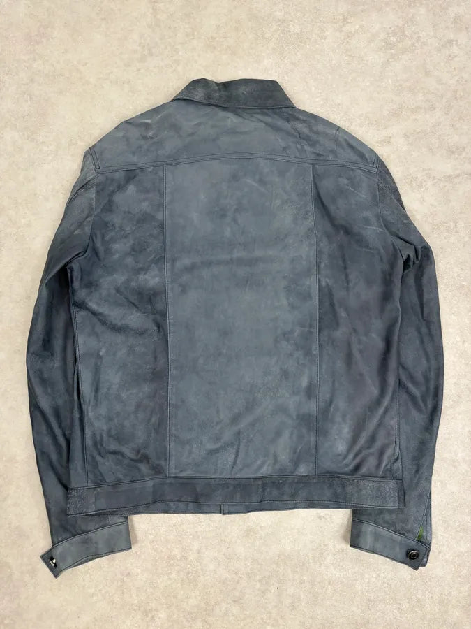 2010s Giorgio Brato Blue Eroded Leather Jacket YZRCJHF 5