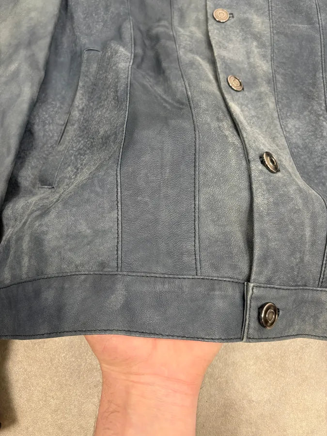 2010s Giorgio Brato Blue Eroded Leather Jacket YZRCJHF 9