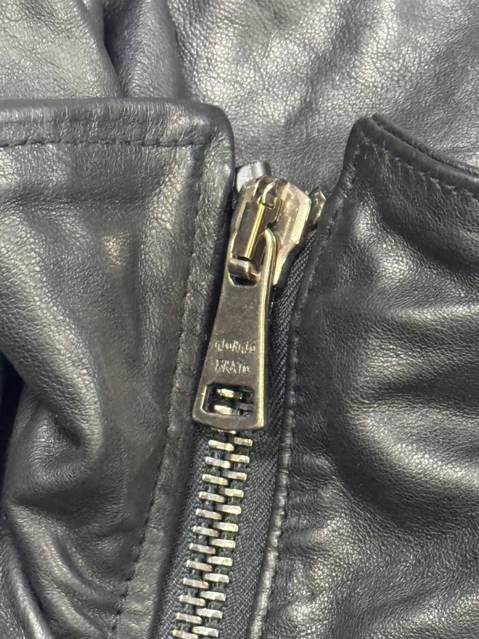 2000s Giorgio Brato Pony Hair Sleeves Double Zip Black Leather Trench Coat VaDDard 7