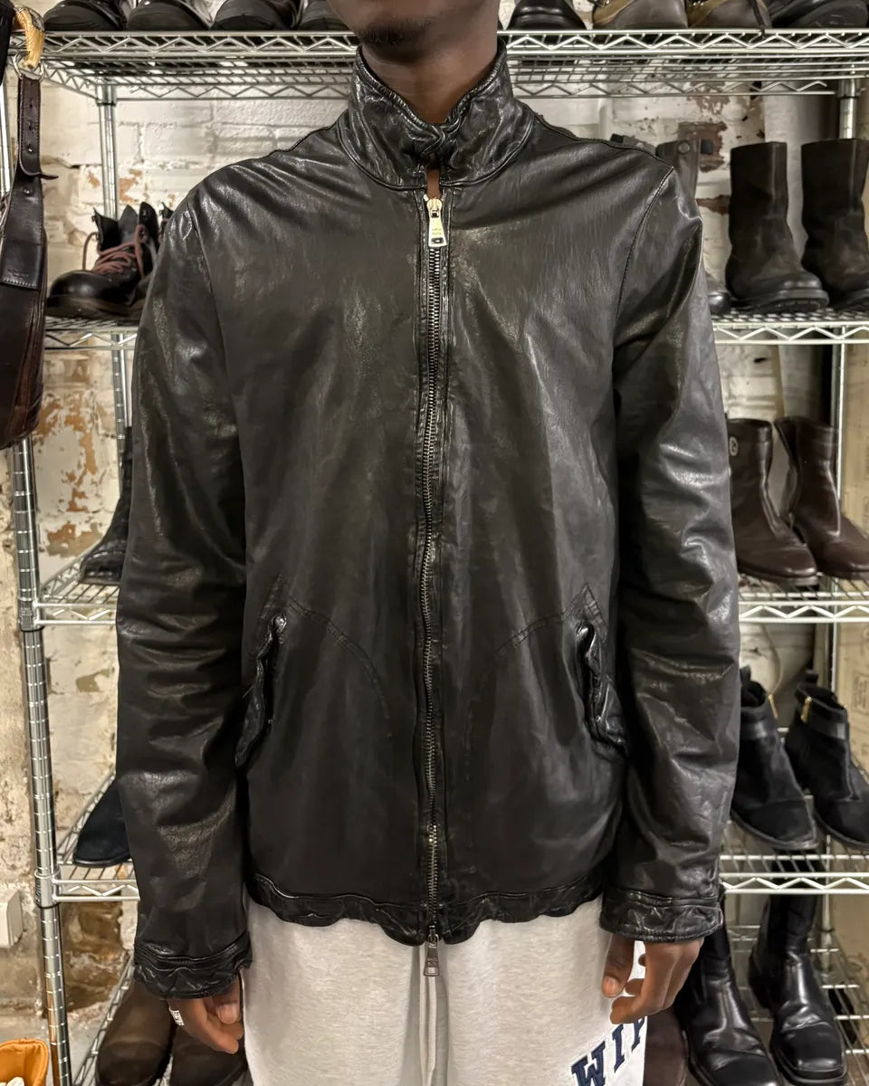 2000s Giorgio Brato Rockstar Organic Black Leather Jacket eGzzNdG 1