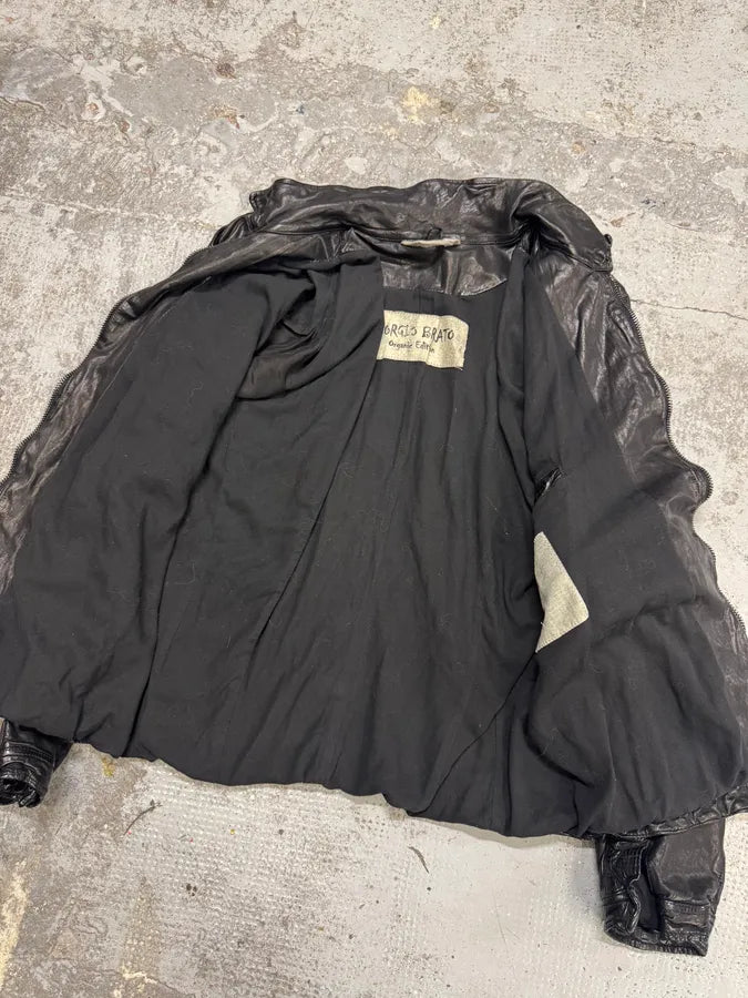 2000s Giorgio Brato Rockstar Organic Black Leather Jacket eGzzNdG 5