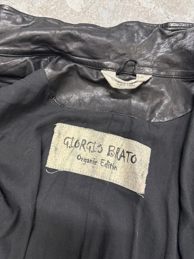 2000s Giorgio Brato Rockstar Organic Black Leather Jacket eGzzNdG 6