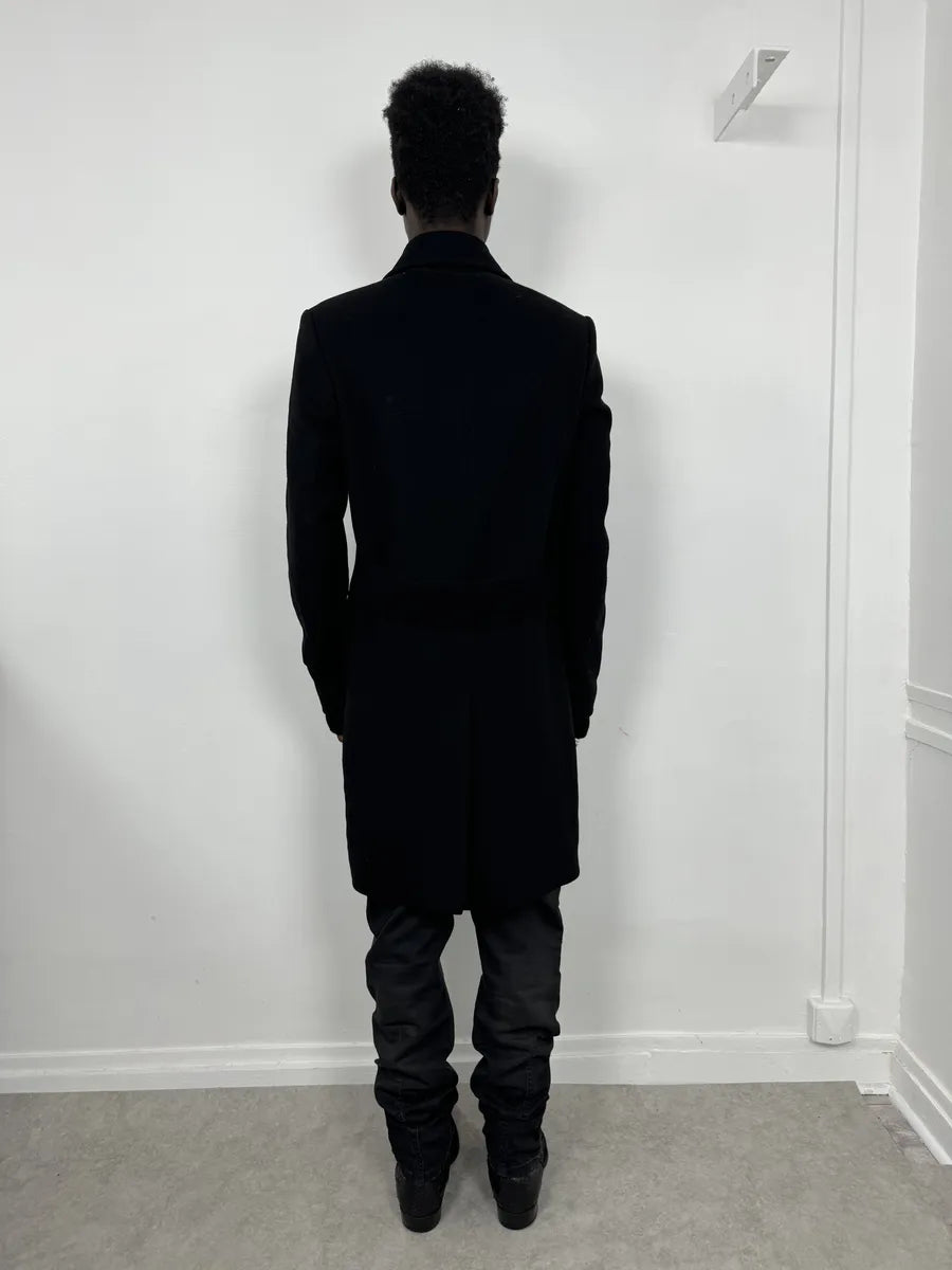 2000s Givenchy Black Asymmetrical Buttoned Wool Trench Coat fDsVbzY 1