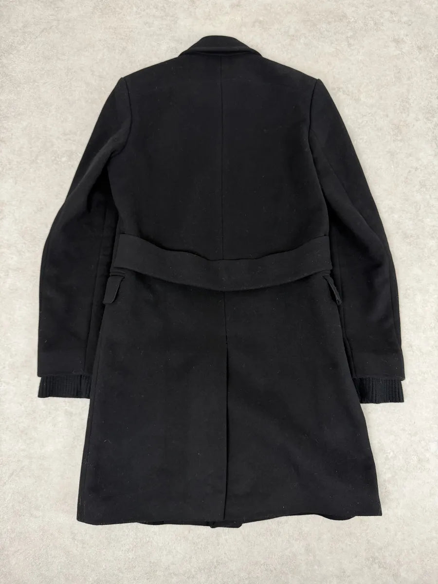 2000s Givenchy Black Asymmetrical Buttoned Wool Trench Coat fDsVbzY 3