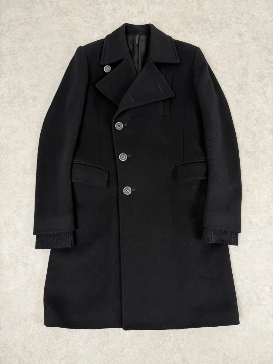 2000s Givenchy Black Asymmetrical Buttoned Wool Trench Coat fDsVbzY 4