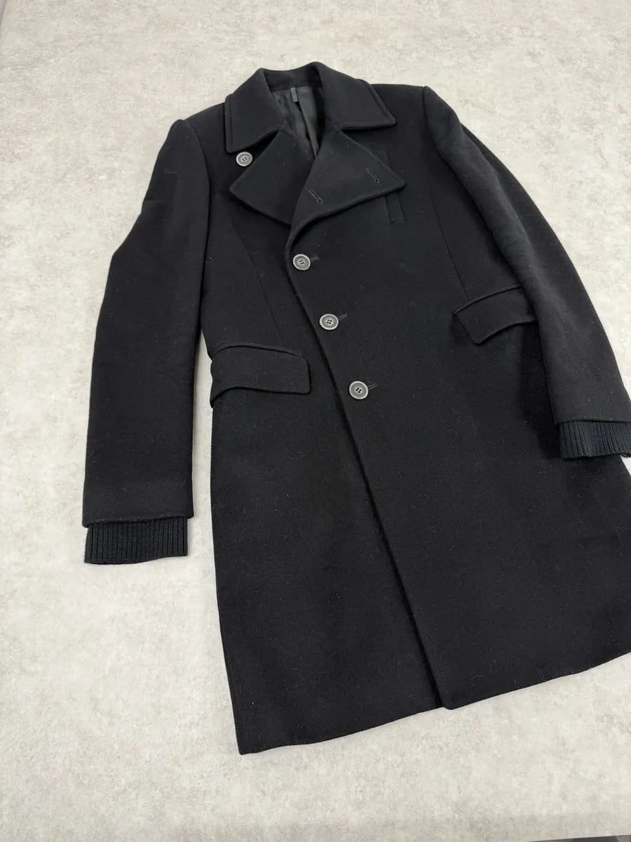 2000s Givenchy Black Asymmetrical Buttoned Wool Trench Coat fDsVbzY 7