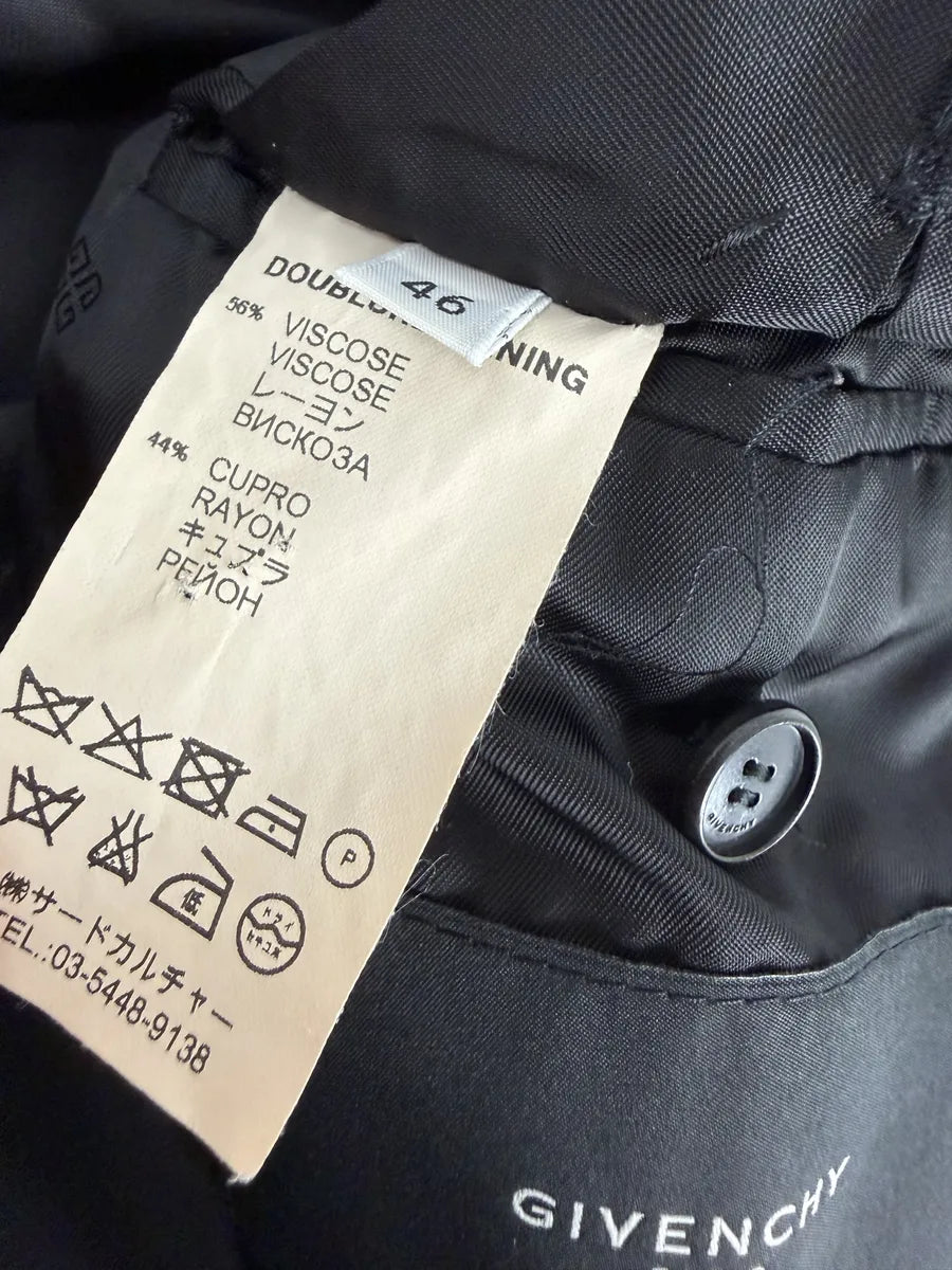 2000s Givenchy Black Asymmetrical Buttoned Wool Trench Coat fDsVbzY 8