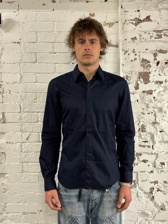 2000s Givenchy Navy Classy Mafia Shirt MLjGjAB 1