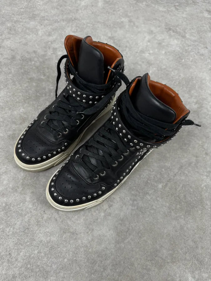 2010s Givenchy Black Studded Tyson Leather High Sneakers nCwBfHK 3