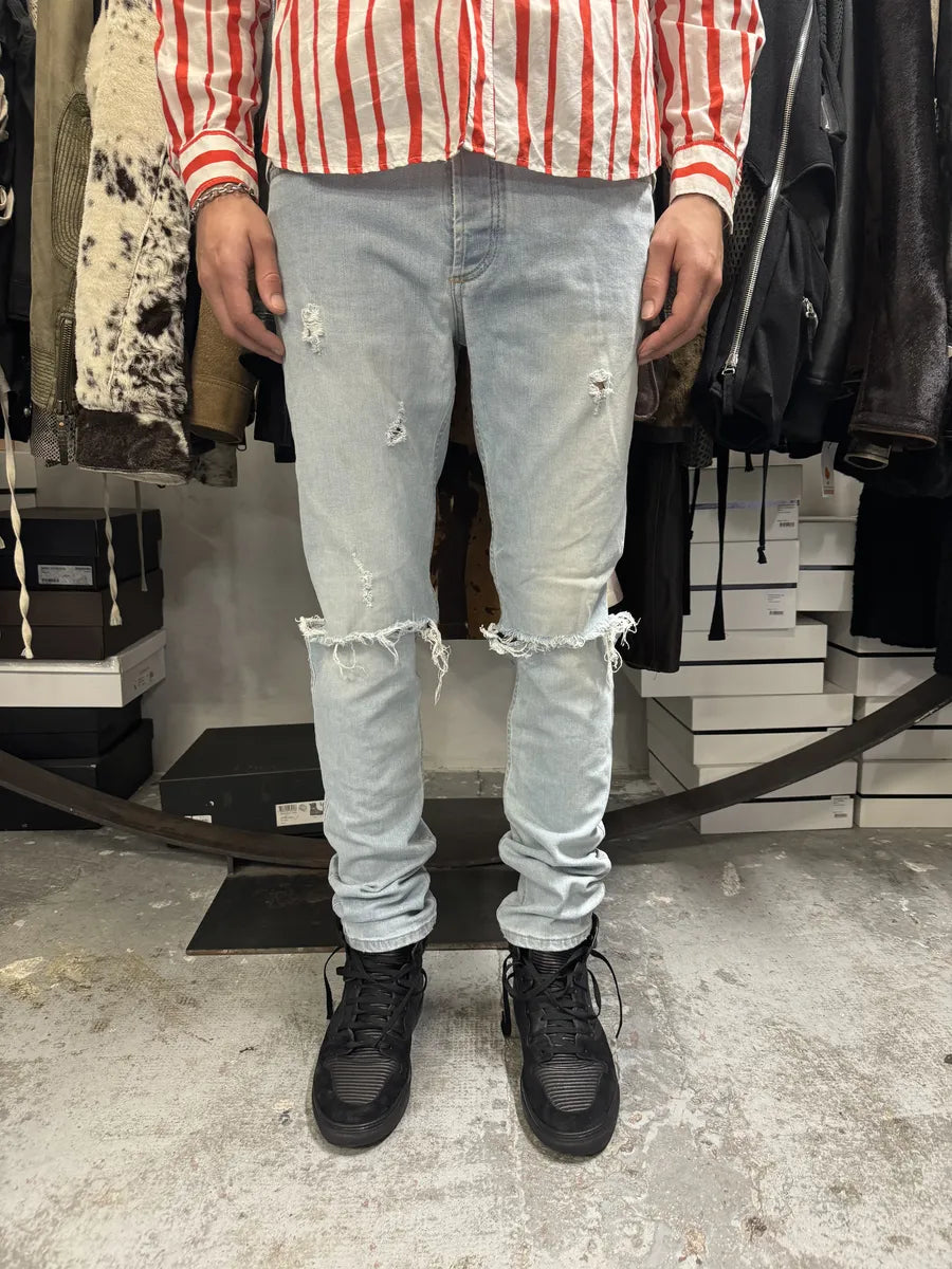 2000s Givenchy Blue Distressed Slim Denim Jeans SLCBncC 2