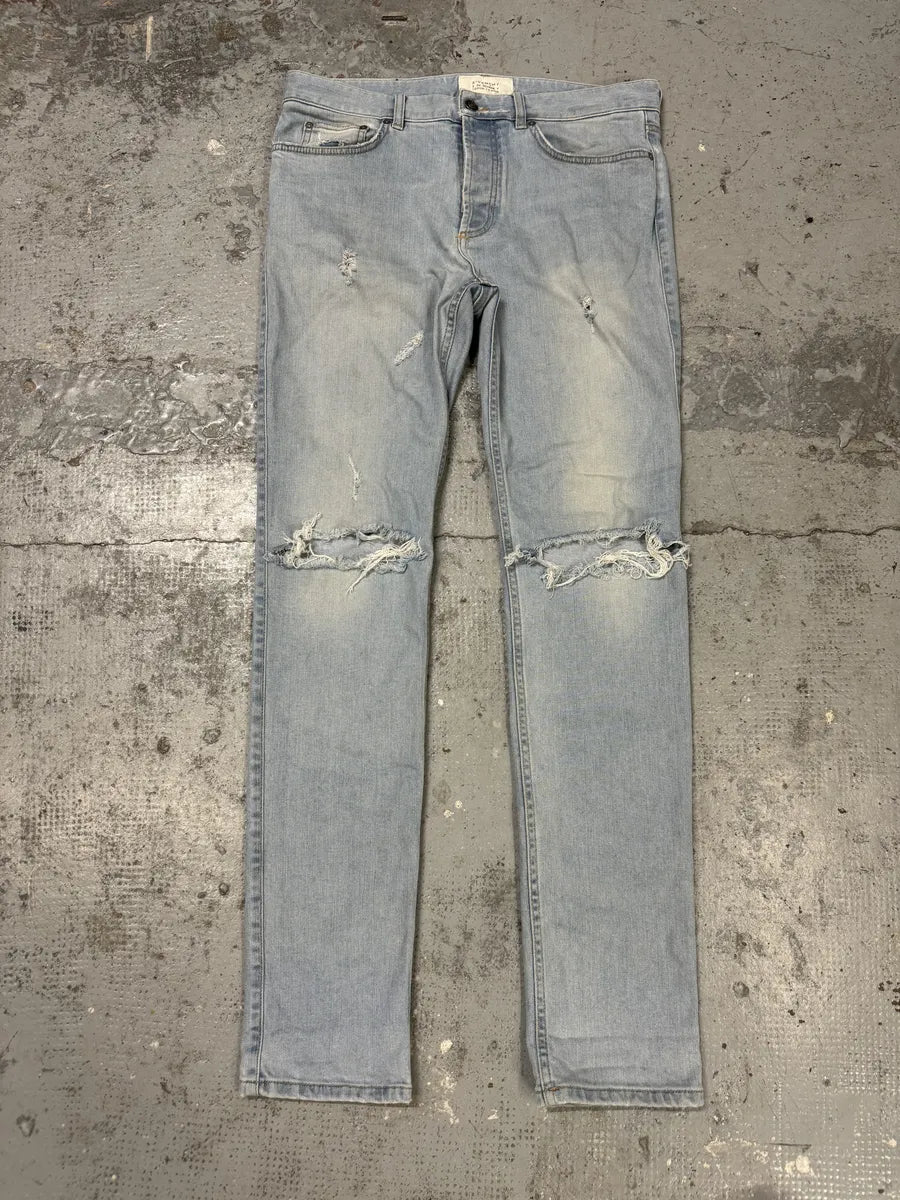 2000s Givenchy Blue Distressed Slim Denim Jeans SLCBncC 7