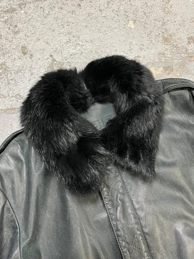 2000s Givenchy Dark Grey Goat Leather Bomber Jacket dFctUDL 4