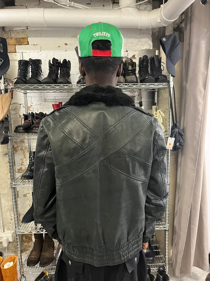 2000s Givenchy Dark Grey Goat Leather Bomber Jacket dFctUDL 2