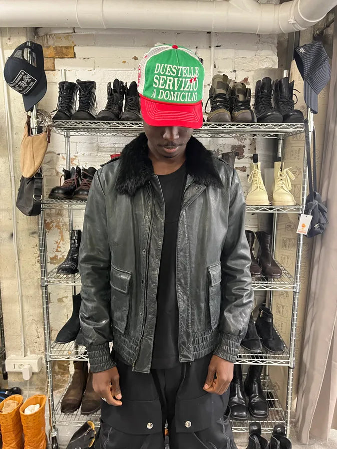 2000s Givenchy Dark Grey Goat Leather Bomber Jacket dFctUDL 1