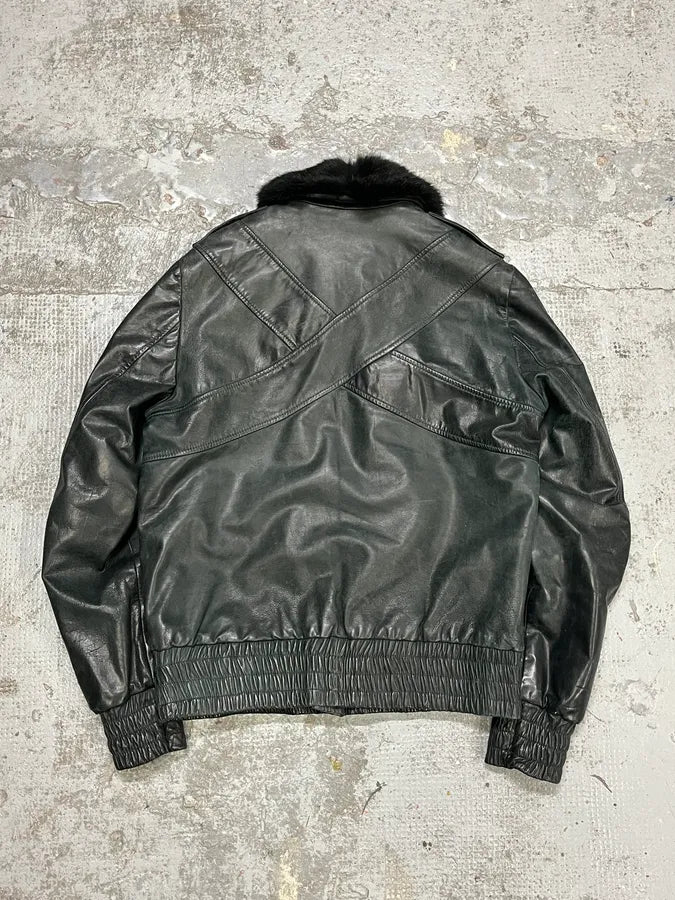 2000s Givenchy Dark Grey Goat Leather Bomber Jacket dFctUDL 5