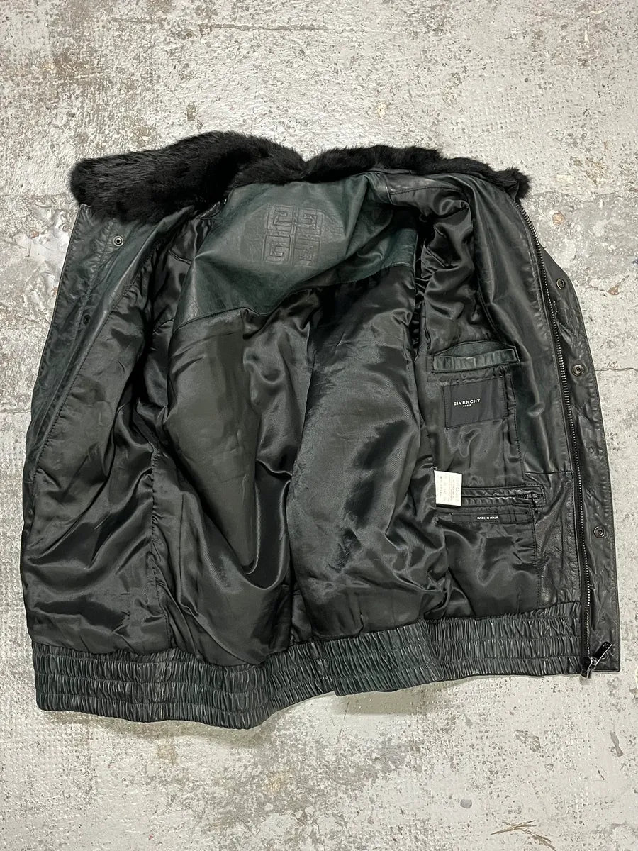 2000s Givenchy Dark Grey Goat Leather Bomber Jacket dFctUDL 8
