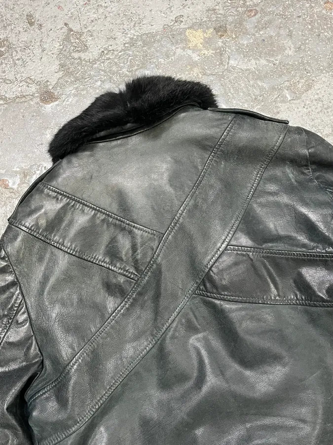 2000s Givenchy Dark Grey Goat Leather Bomber Jacket dFctUDL 7