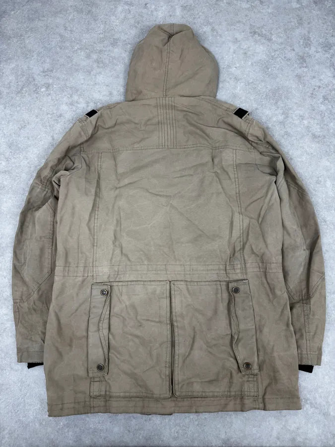 2000s Givenchy Destroyed Fur Hood Beige Cargo Jacket kpyXcvD 3