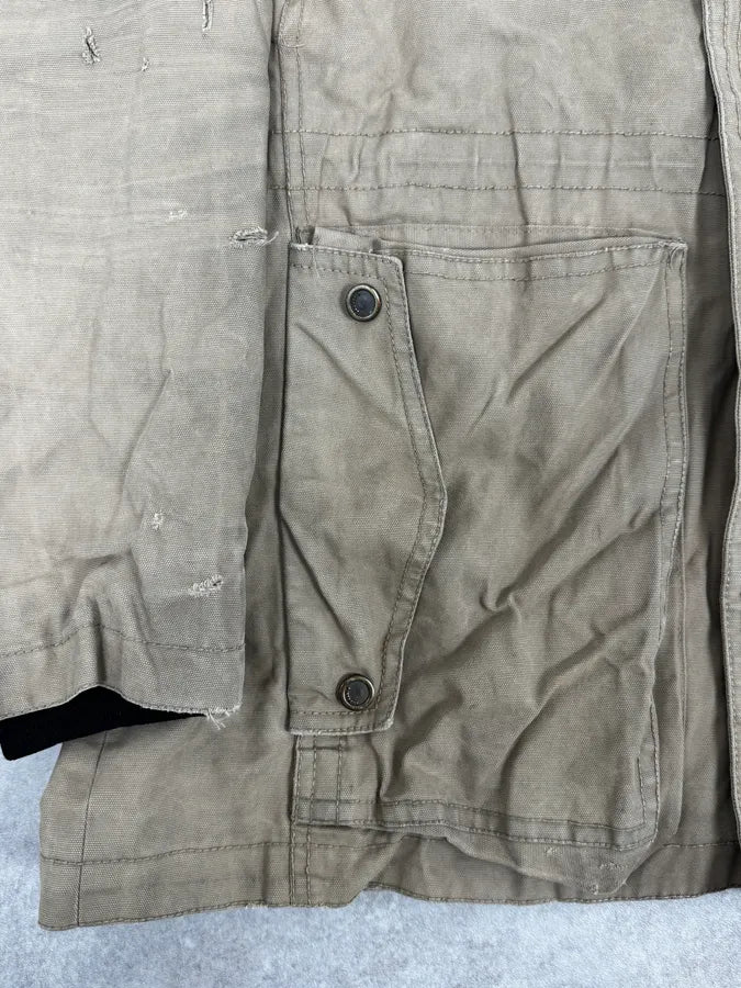 2000s Givenchy Destroyed Fur Hood Beige Cargo Jacket kpyXcvD 8