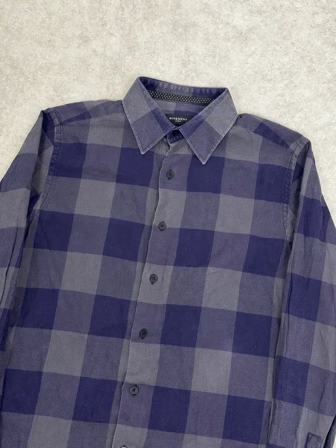 2000s Givenchy Grey & Navy Classy Checkered Shirt HiLwZAc 4