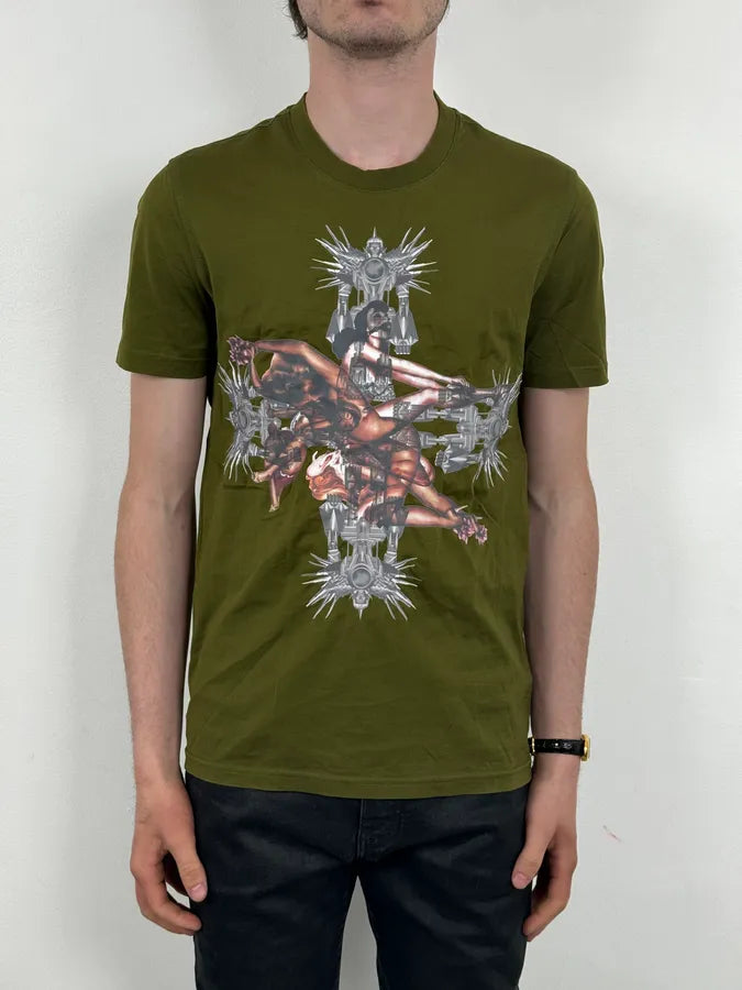 AW2012 Givenchy Khaki Green Cross Religious T-Shirt by Riccardo Tisci eMMFlDF 1