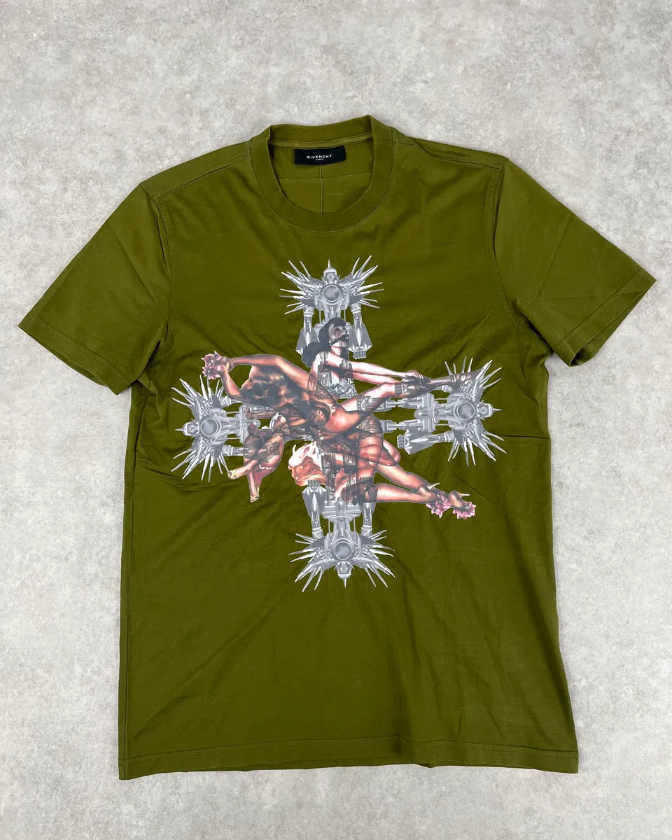 AW2012 Givenchy Khaki Green Cross Religious T-Shirt by Riccardo Tisci eMMFlDF 0