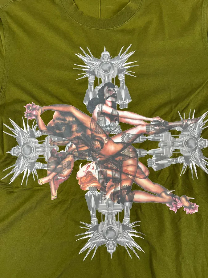 AW2012 Givenchy Khaki Green Cross Religious T-Shirt by Riccardo Tisci eMMFlDF 5