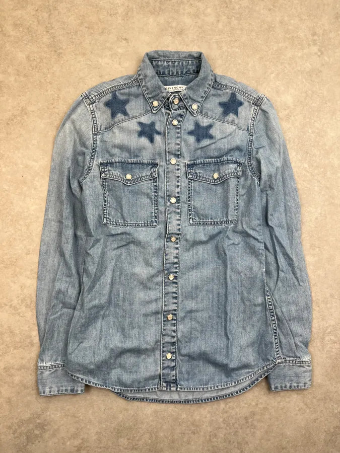SS2017 Givenchy Light Blue Denim Star Shirt by Riccardo Tisci irJgCrk 2