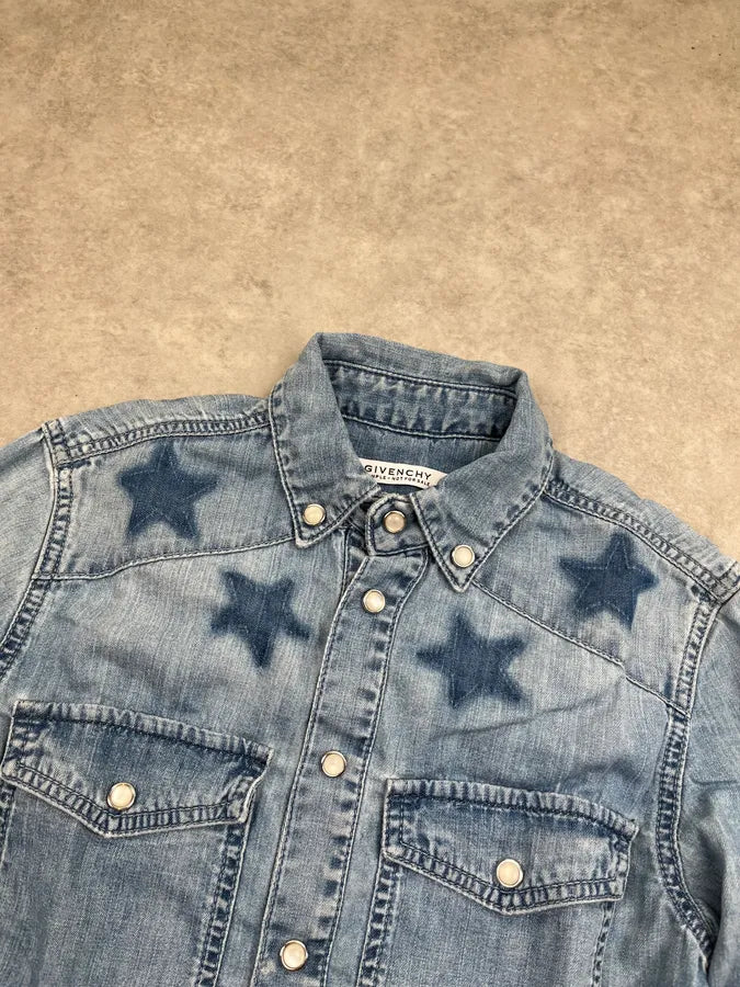 SS2017 Givenchy Light Blue Denim Star Shirt by Riccardo Tisci irJgCrk 6