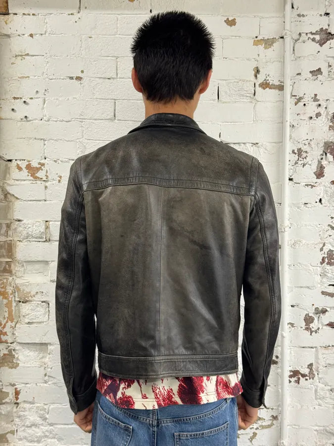 2000s Givenchy Multi-Pockets Aged Grey Leather Jacket yyQXGIO 2