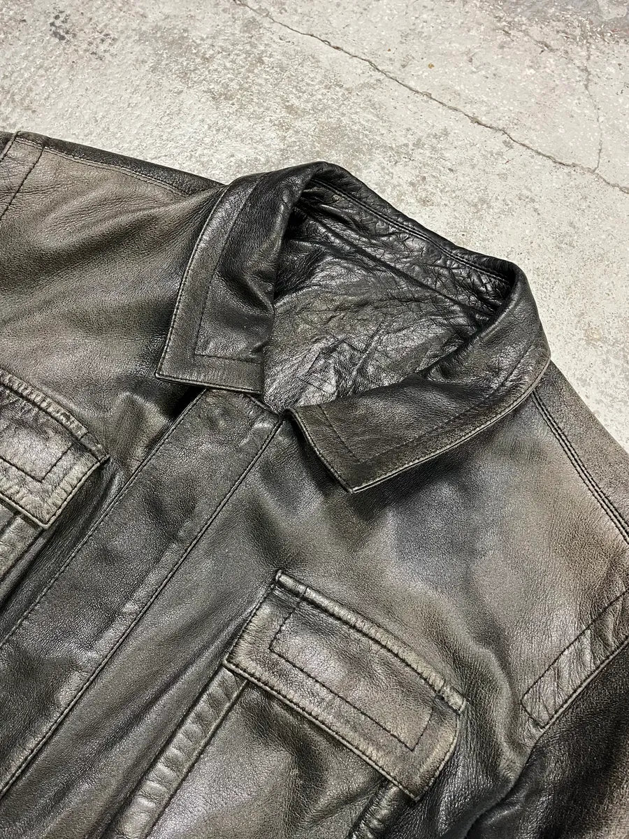 2000s Givenchy Multi-Pockets Aged Grey Leather Jacket yyQXGIO 4