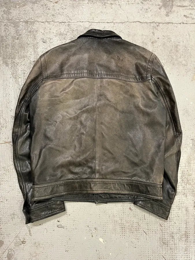 2000s Givenchy Multi-Pockets Aged Grey Leather Jacket yyQXGIO 6