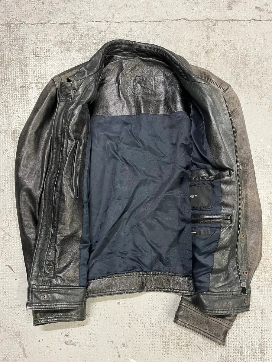 2000s Givenchy Multi-Pockets Aged Grey Leather Jacket yyQXGIO 7