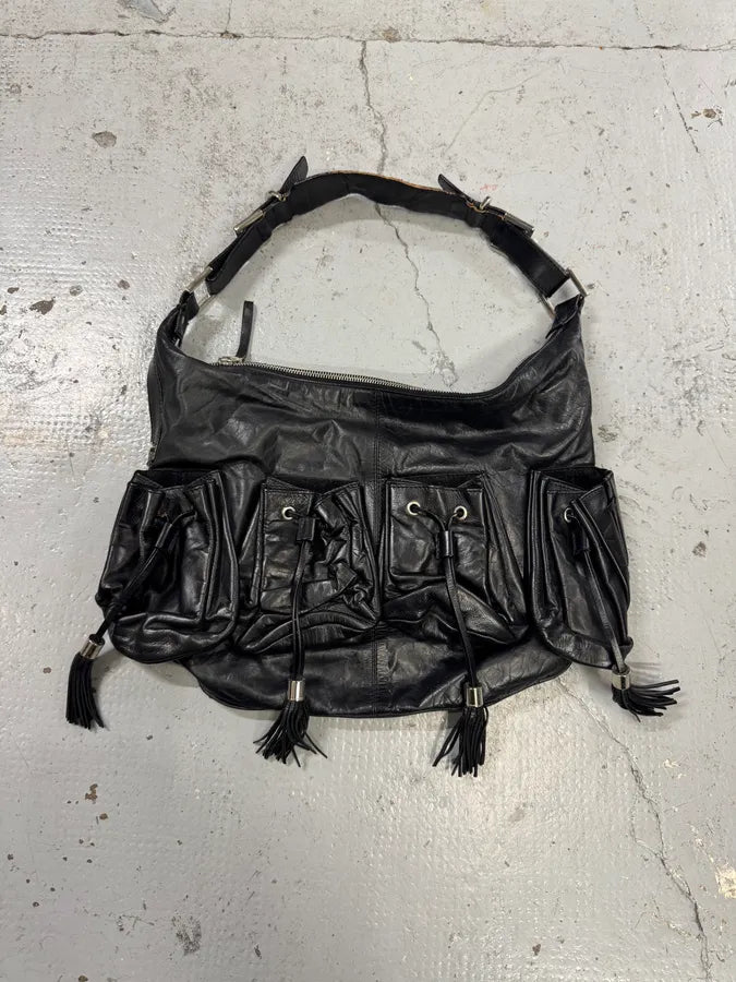 2000s Givenchy Pumpink Black Leather Multi-Pocket Bag bOQOLTT 0