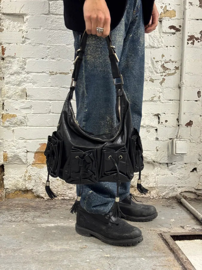 2000s Givenchy Pumpink Black Leather Multi-Pocket Bag bOQOLTT 1