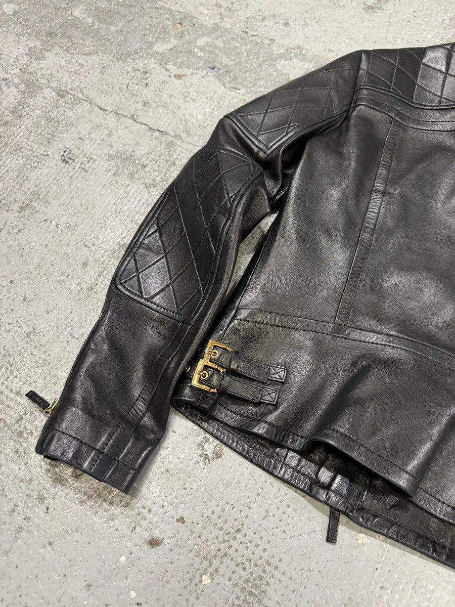 2000s Gucci Asymmetrical Black Leather Jacket YyQLmVG 11