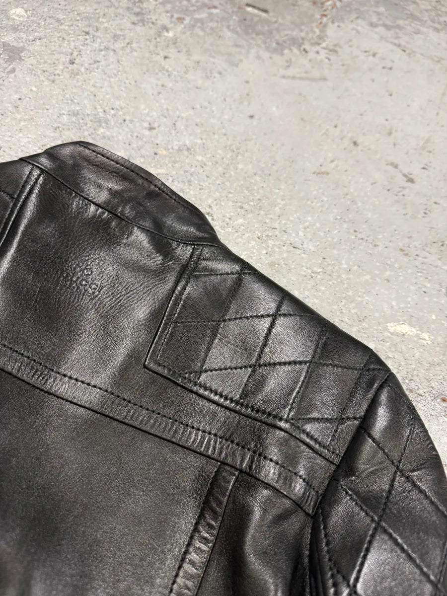 2000s Gucci Asymmetrical Black Leather Jacket YyQLmVG 12